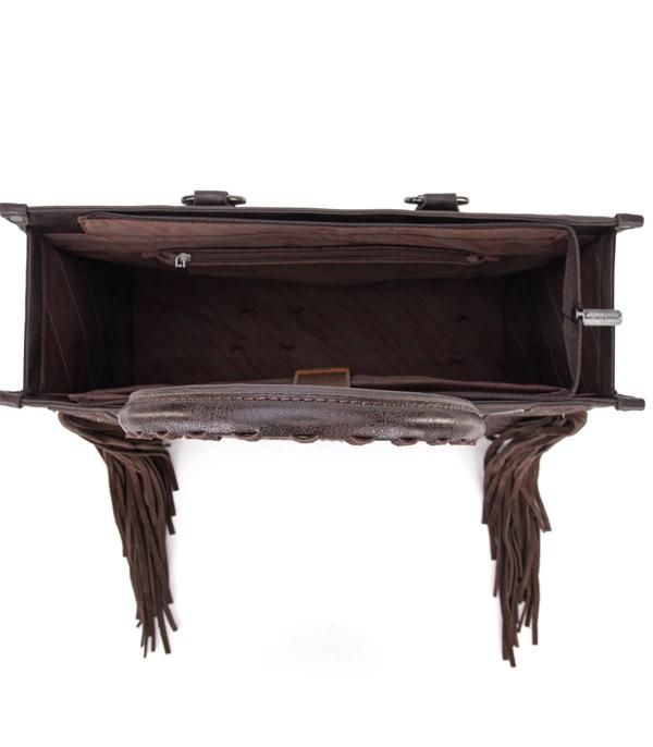 Montana West Tool Fringe Collection Concealed Carry Wide Tote Cowhide and Conchos
