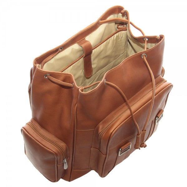 Piel Leather Double Loop Flap Over Laptop Backpack Piel