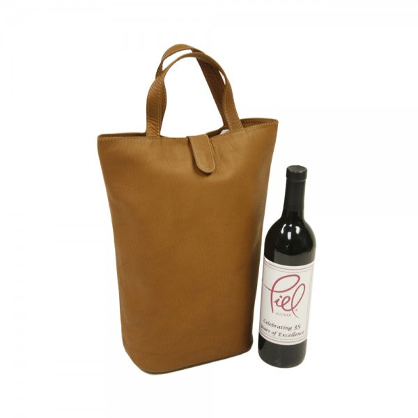Piel Leather Double Wine Tote Assorted Colors Piel