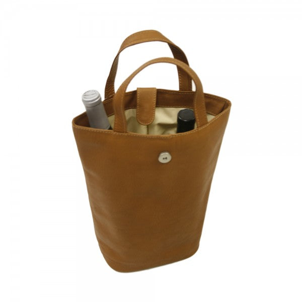 Piel Leather Double Wine Tote Assorted Colors Piel