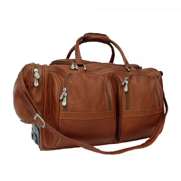 Piel Leather Duffel with Pockets On Wheels Assorted Colors Piel