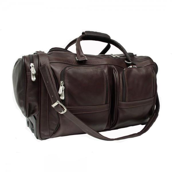 Piel Leather Duffel with Pockets On Wheels Assorted Colors Piel