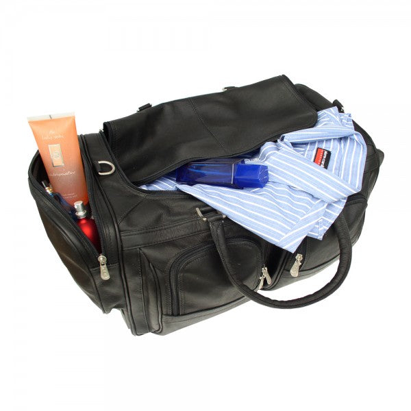 Piel Leather Duffel with Pockets On Wheels Assorted Colors Piel