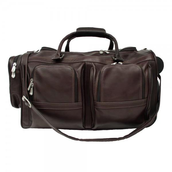 Piel Leather Duffel with Pockets On Wheels Assorted Colors Piel