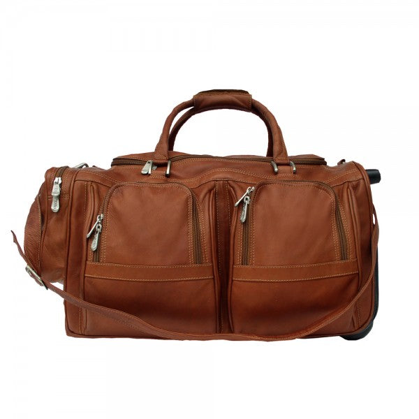 Piel Leather Duffel with Pockets On Wheels Assorted Colors Piel