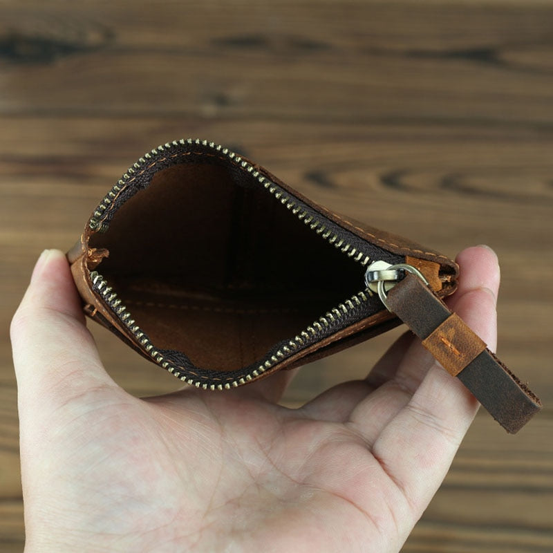 The Cael | Handmade Leather Coin Purse with Zipper STEEL HORSE LEATHER