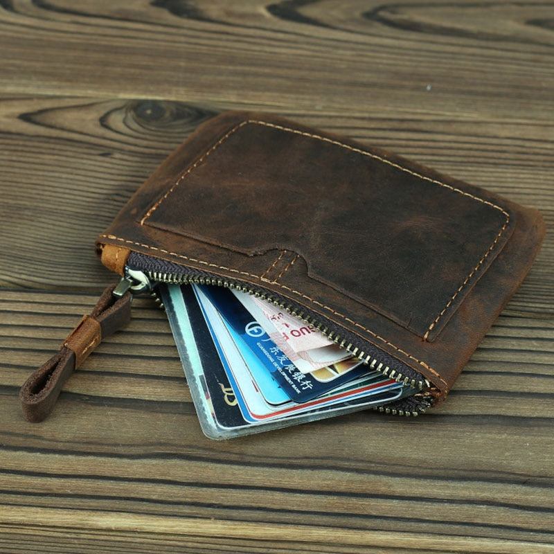 The Cael | Handmade Leather Coin Purse with Zipper STEEL HORSE LEATHER