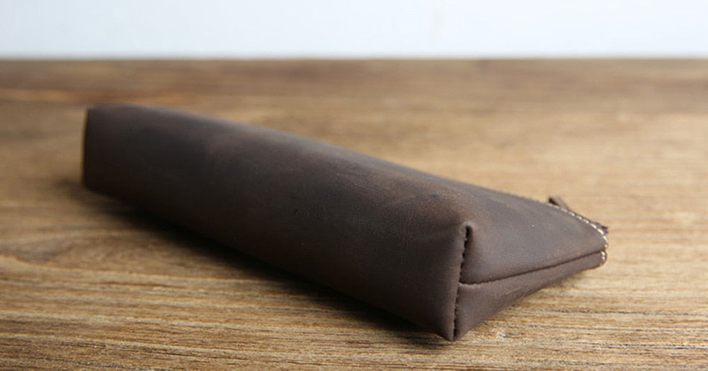 The Pallavi | Handmade Leather Pencil Case - Leather Makeup Bag STEEL HORSE LEATHER