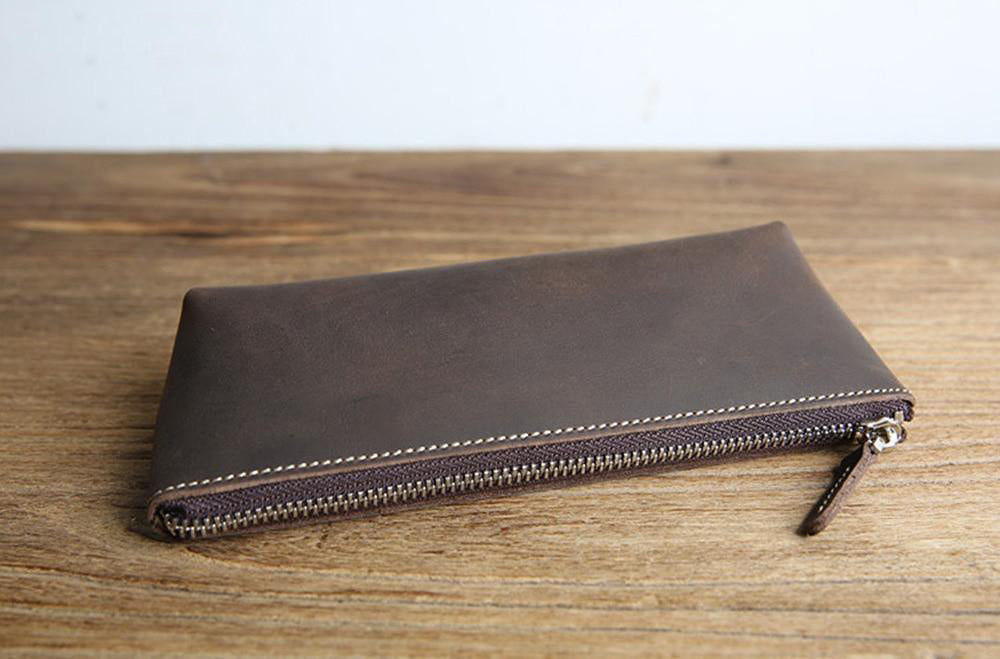 The Pallavi | Handmade Leather Pencil Case - Leather Makeup Bag STEEL HORSE LEATHER
