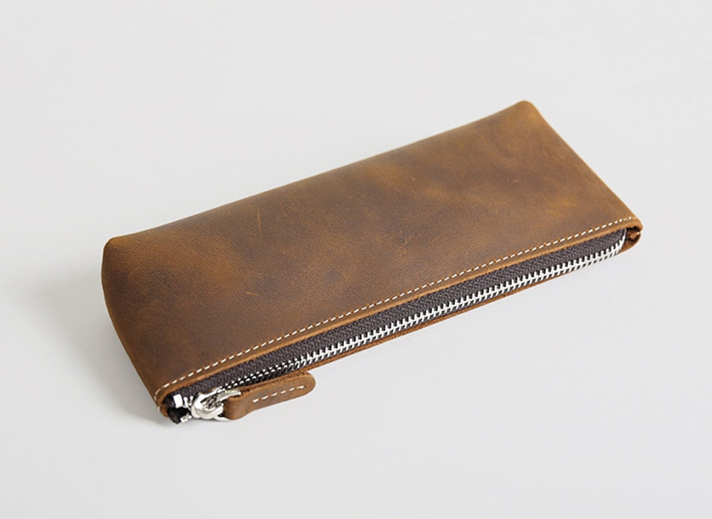 The Pallavi | Handmade Leather Pencil Case - Leather Makeup Bag STEEL HORSE LEATHER