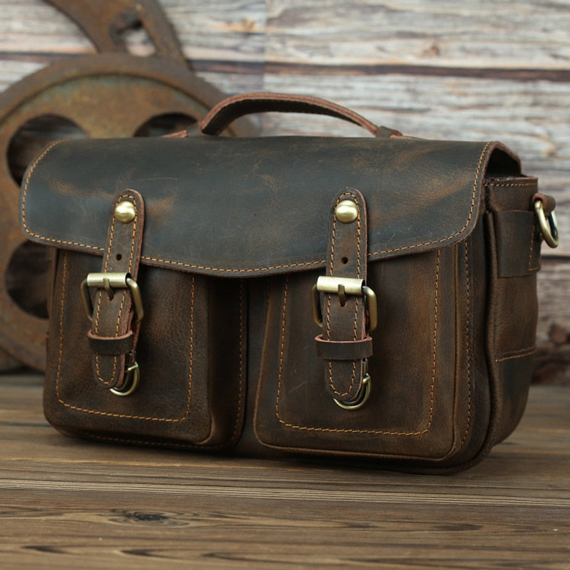 The Faust Leather Camera Bag | Crossbody Vintage Camera Messenger Bag STEEL HORSE LEATHER