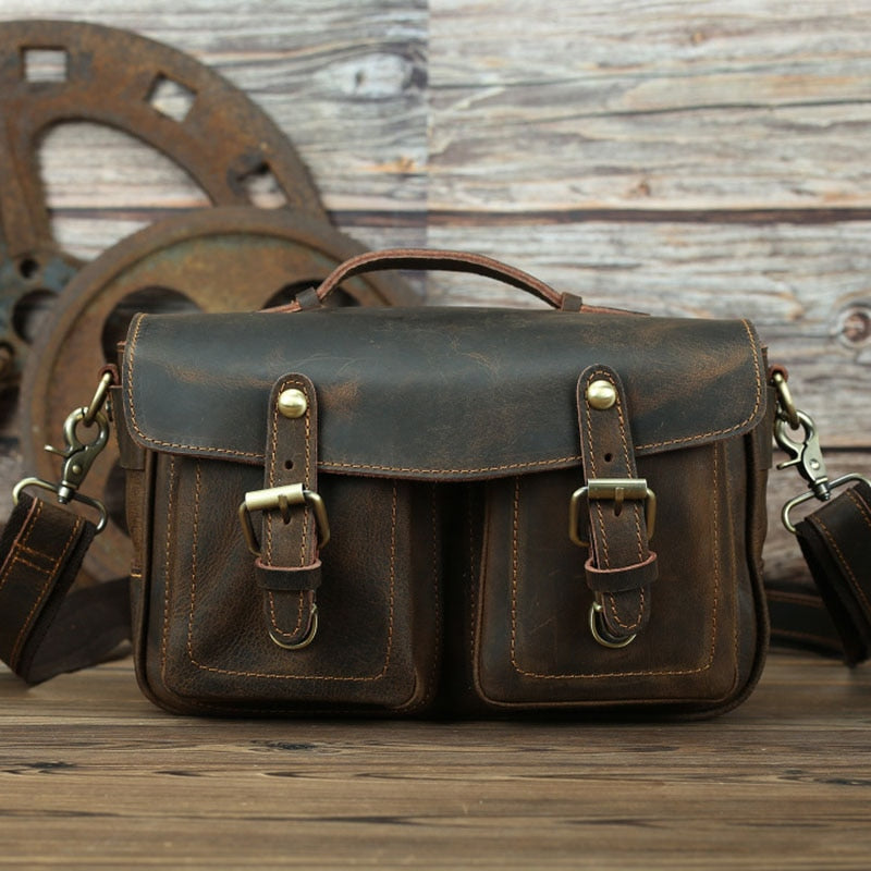 The Faust Leather Camera Bag | Crossbody Vintage Camera Messenger Bag STEEL HORSE LEATHER