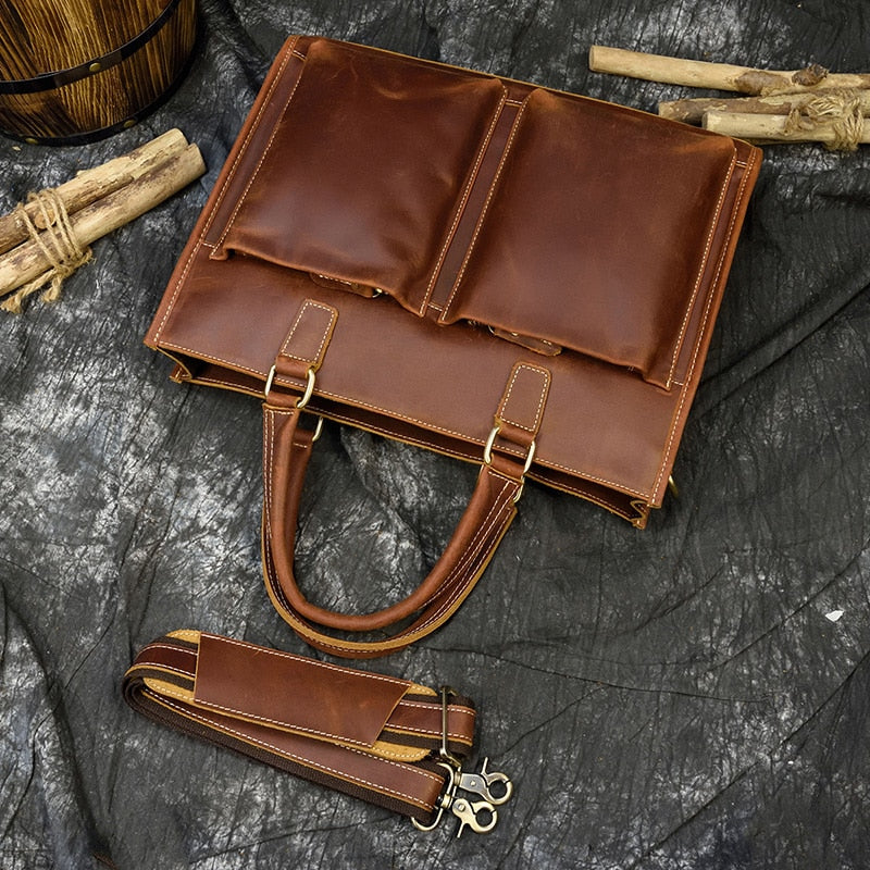 The Dagmar Leather Briefcase | Vintage Leather Messenger Bag STEEL HORSE LEATHER