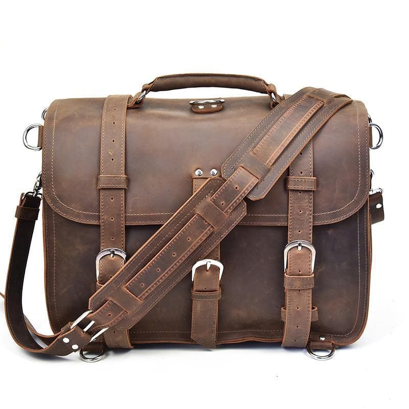 The Gustav Messenger Bag | Large Capacity Vintage Leather Messenger Bag STEEL HORSE LEATHER