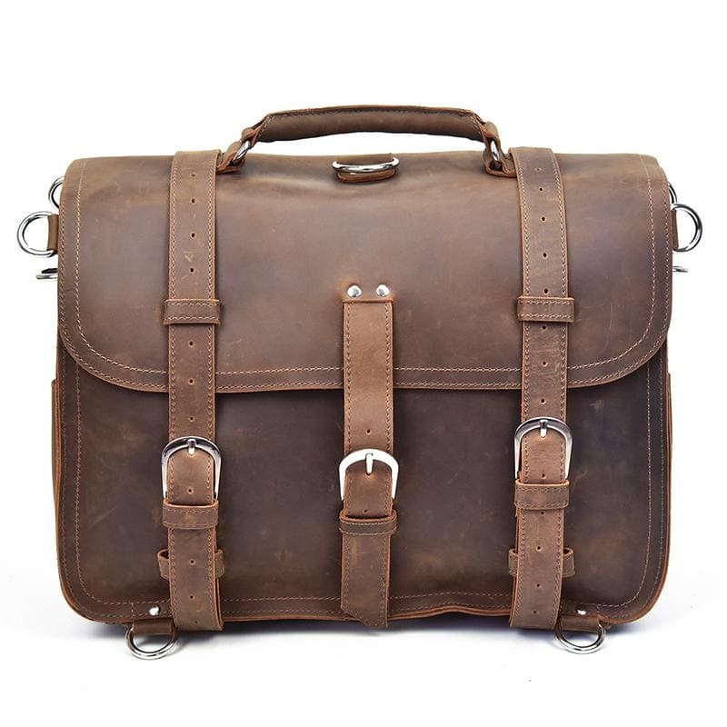 The Gustav Messenger Bag | Large Capacity Vintage Leather Messenger Bag STEEL HORSE LEATHER