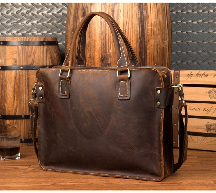 The Viggo Briefcase | Genuine Leather Messenger Bag STEEL HORSE LEATHER