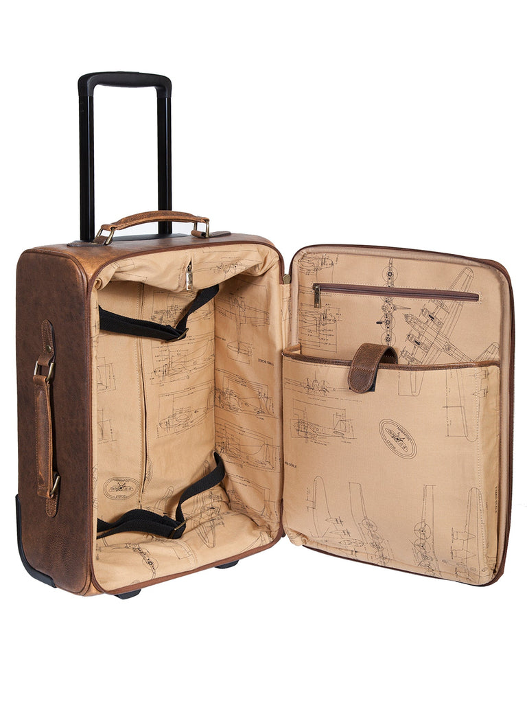 Scully Aerosquadron Collection Leather Wheeled Carry On Walnut Scully