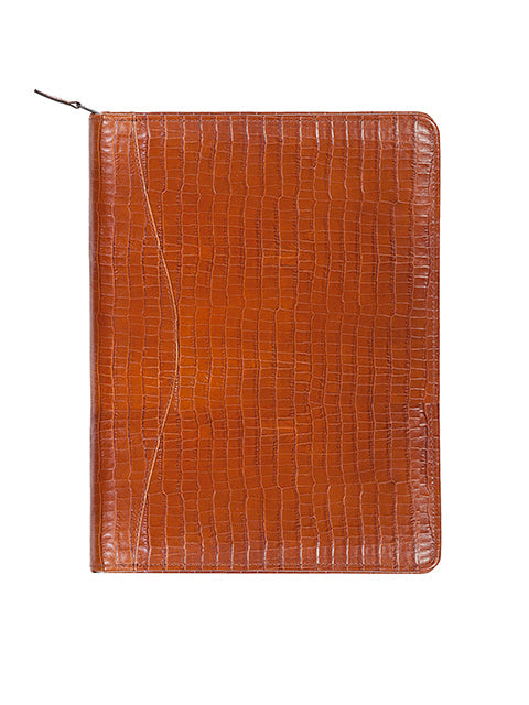 Scully Croco/Ostrich Leather zip planner and letter pad Scully