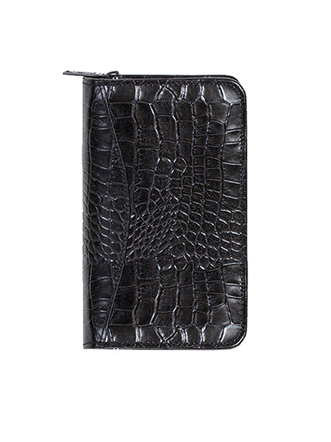 Scully Croco/Ostrich Leather zip pocket planner Scully