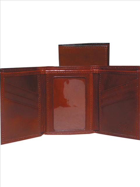 Scully Italian Leather Tri-Fold Wallet w/ ID Window Interior