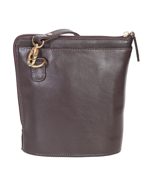 Scully Leather Handbag with Expandable Side Chocolate