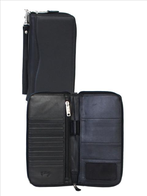 Scully Leather Soft Plonge Travel Wallet Black Scully