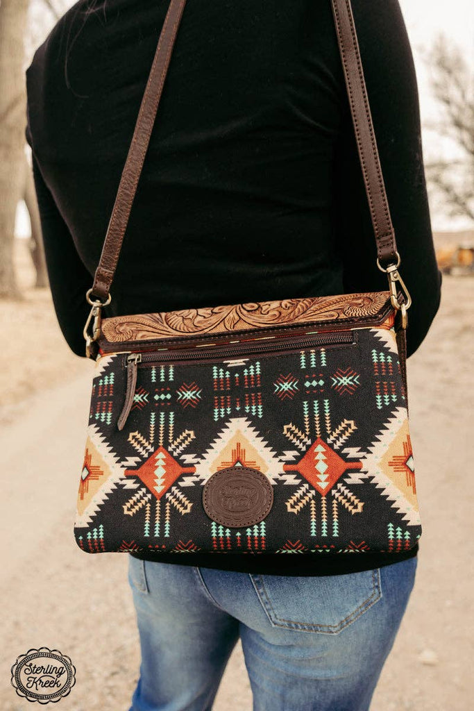 South Point Crossbody Bag Cowhide and Conchos