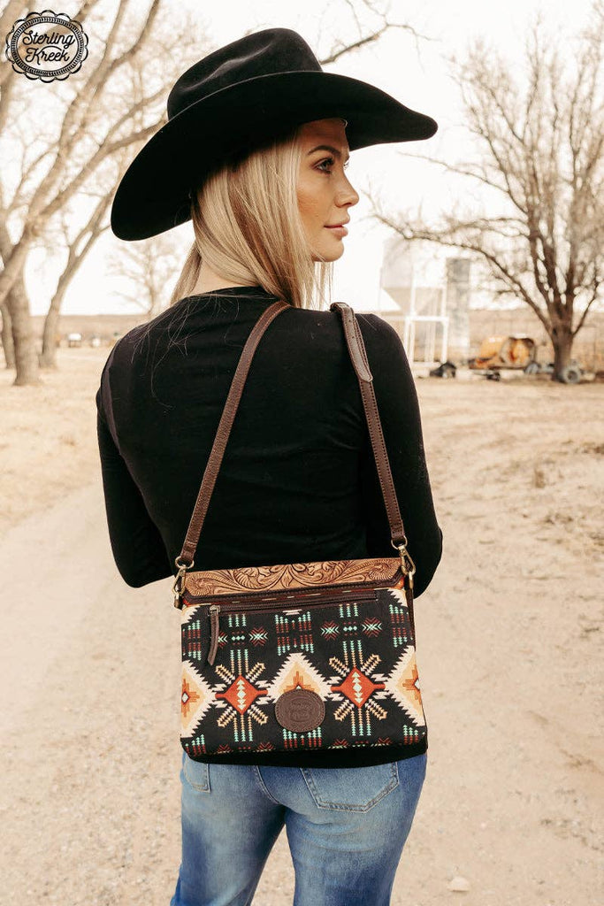 South Point Crossbody Bag Cowhide and Conchos