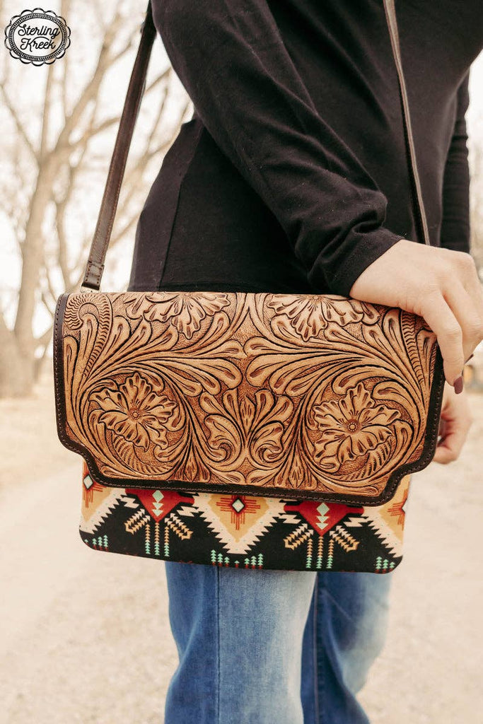 South Point Crossbody Bag Cowhide and Conchos