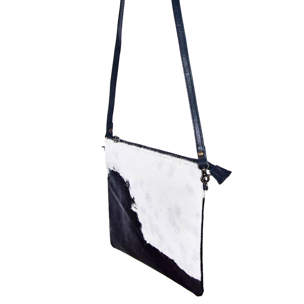 Western Genuine Hair-On Leather Crossbody Handbag Cowhide and Conchos