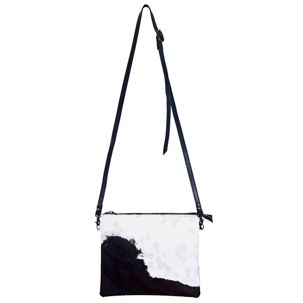 Western Genuine Hair-On Leather Crossbody Handbag Cowhide and Conchos