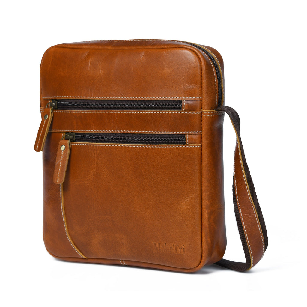 The Compact Messenger- Tan Classy Leather Bags