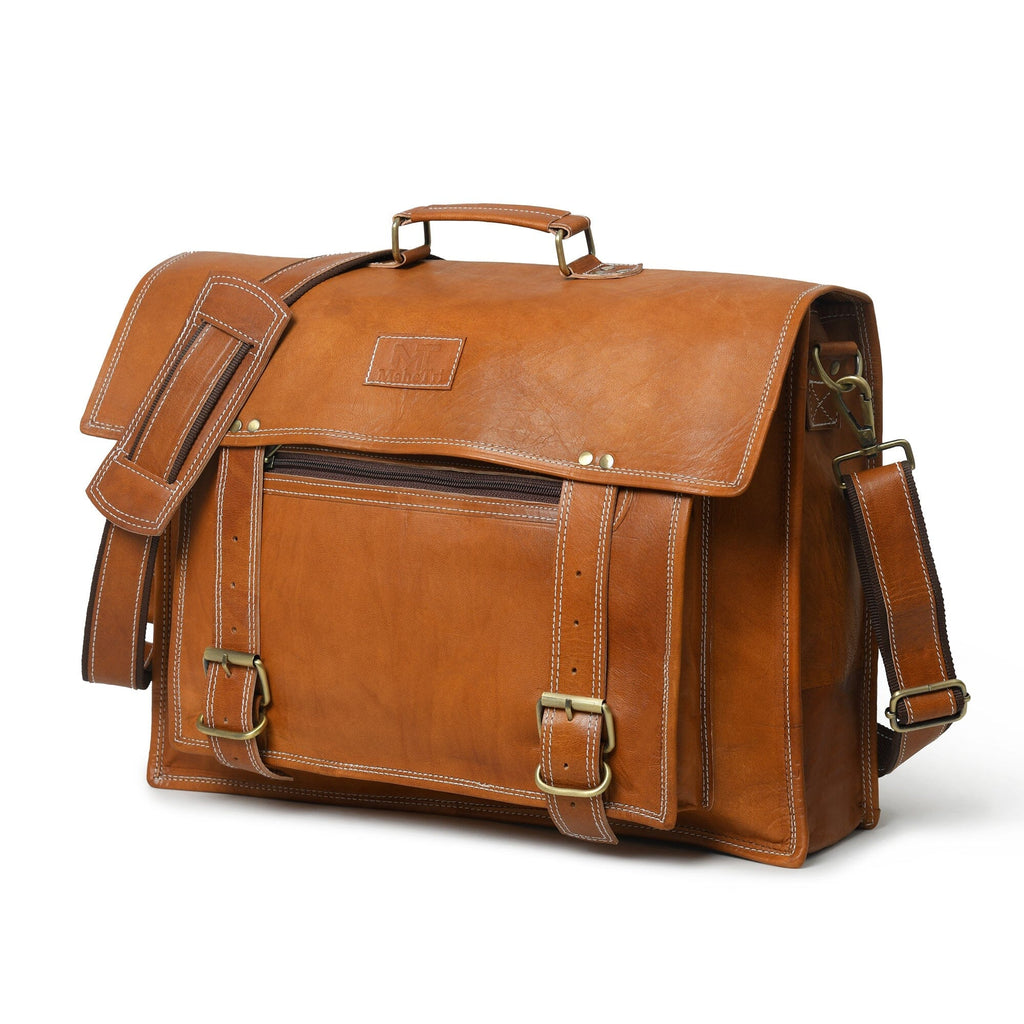 MaheTri Big Pocket- Tan Brown Classy Leather Bags