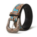 Western Cowboy Leather Belt - Blue & Brown Classy Leather Bags