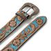 Western Cowboy Leather Belt - Blue & Brown Classy Leather Bags