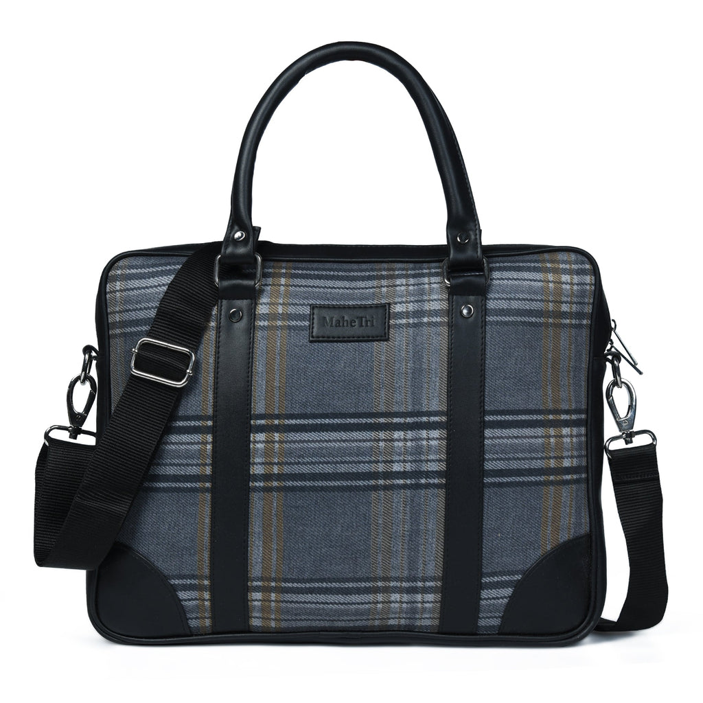 The Madison Plaid Briefcase Classy Leather Bags