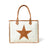 Star Upcycled Canvas Shoulder Tote Classy Leather Bags