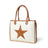 Star Upcycled Canvas Shoulder Tote Classy Leather Bags