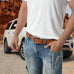 Western Cowboy Leather Belt - Brown Classy Leather Bags