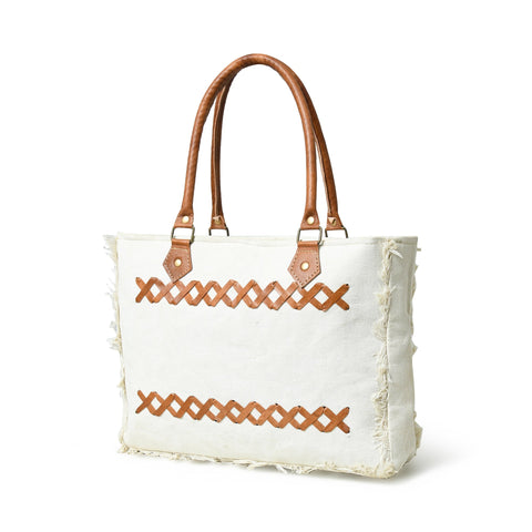 Urban Zigzag Canvas Shopper's Tote Classy Leather Bags