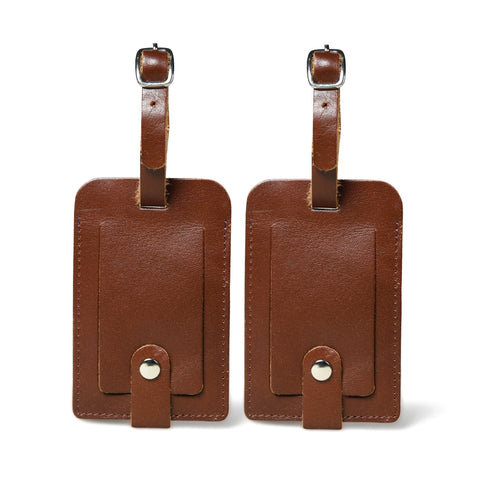 Dark Brown Leather Luggage Tags Set Classy Leather Bags