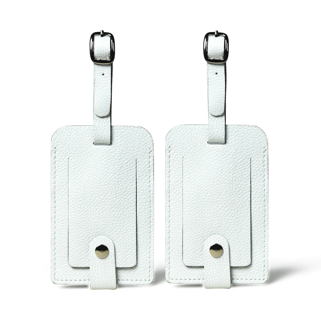 White Leather Luggage Tags Set Classy Leather Bags