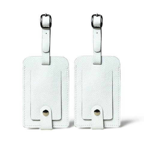 White Leather Luggage Tags Set Classy Leather Bags