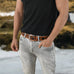Western Cowboy Leather Belt - Black & Brown Classy Leather Bags