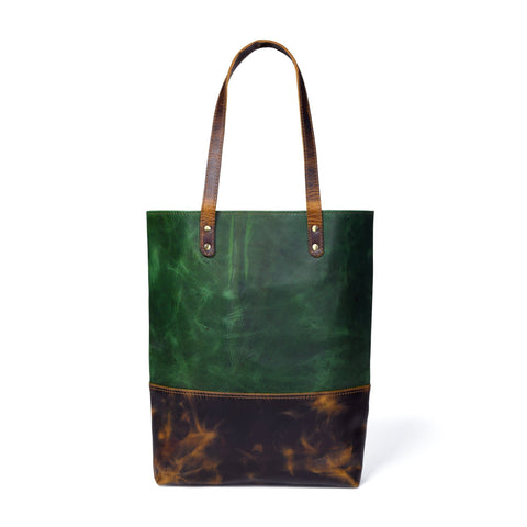 Green Women's Leather Tote Classy Leather Bags
