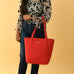 Era Vegan Leather Tote - Coral Red Classy Leather Bags