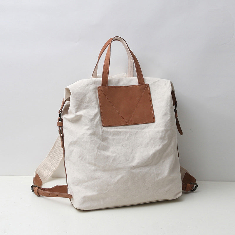 Canvas Backpack Canvas With Full Grain Leather Travel Backpack School Backpack Y8135 RockCow Leather Studio