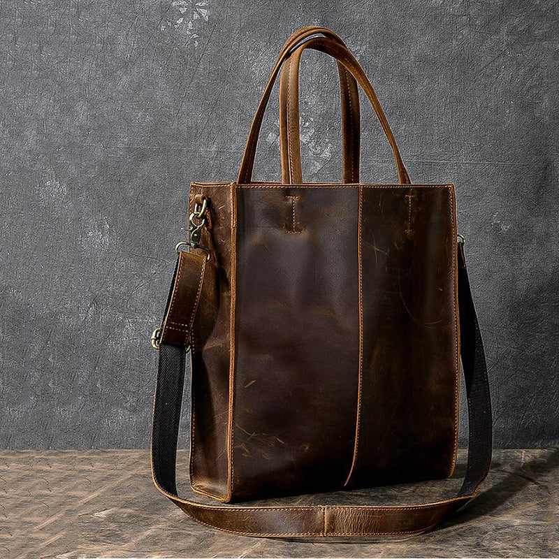 Handmade Tote Bag Crazy Horse Leather Shoulder Bag Shopping Bag RockCow Leather Studio