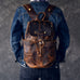 Crazy Horse Leather Men Travel Backpack Retro Laptop Backpack Bucket Backpack RockCow Leather Studio