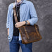 Crazy Horse Leather Men's Briefcase Retro Messenger Bag RockCow Leather Studio